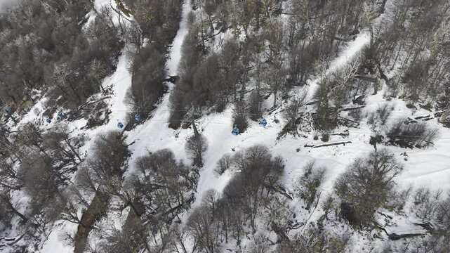 chairlifts in the snowy mountains, 2,000 meters above sea level