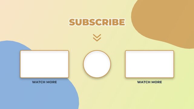 Youtube end screen template with subscribe button and video placeholders