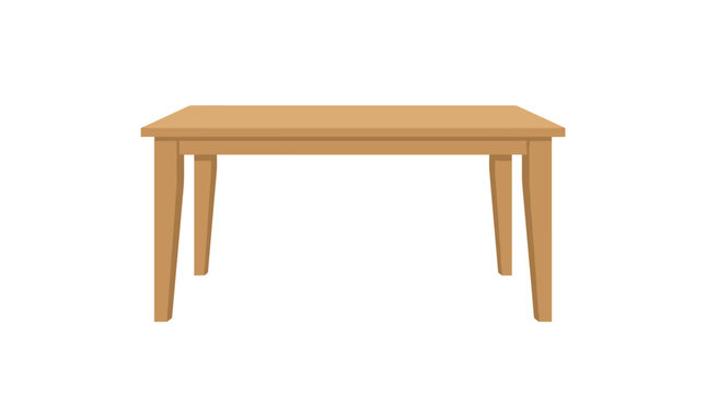 Simple wooden dining table with four legs isolated on a white background