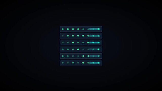 Digital data loading progress bar animation with glowing neon interface for tech and software ui 4k