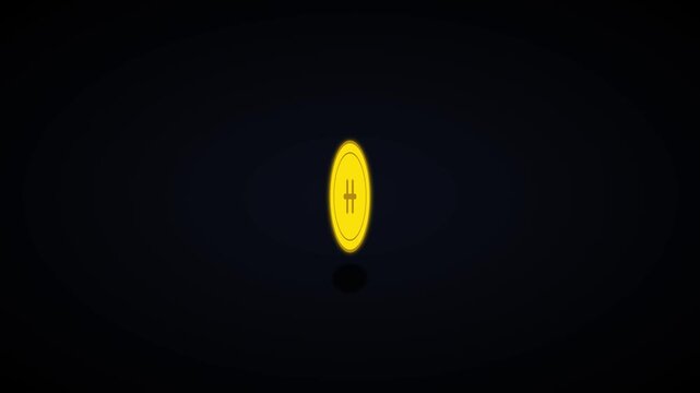 Golden hash coin rotating on dark background: cryptocurrency digital asset animation 4k