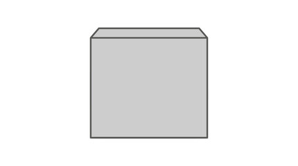 Fototapeta premium Simple Gray Cube With Dark Outline Isolated on White Background