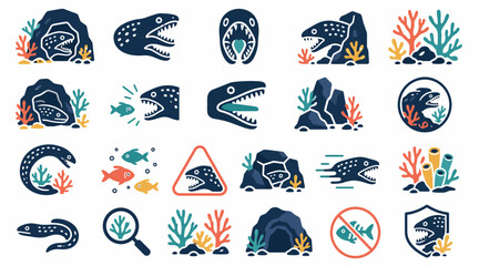 Colorful Dinosaur and Marine Life Illustration Set. © joni