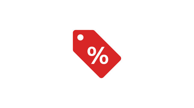 Red price tag with percentage symbol for discount and sale promotions