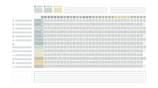 Minimalist habit tracker with checkboxes and calendar grid for daily planning and goal setting