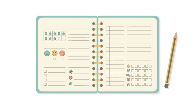 Open Spiral Notebook Planner With Daily Habit Tracker And Pencil