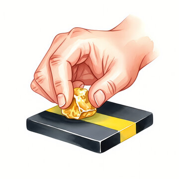 Hand testing gold nugget purity on a touchstone