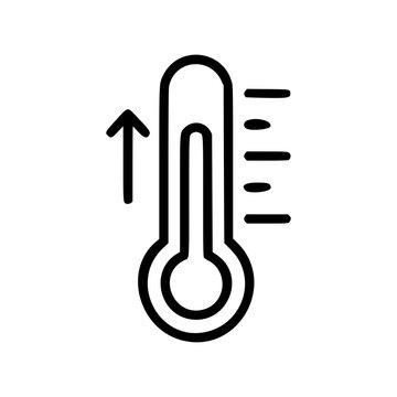 Rising Thermometer Line Icon, Emotional Outburst Anger Peak Vector