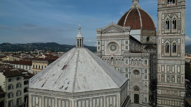 Aerial View of Florence Cathedral and Cityscape in Florence, Tuscany, Italy