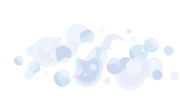Abstract Winter Snowflakes and Bubbles Background with Soft Blue and White Tones