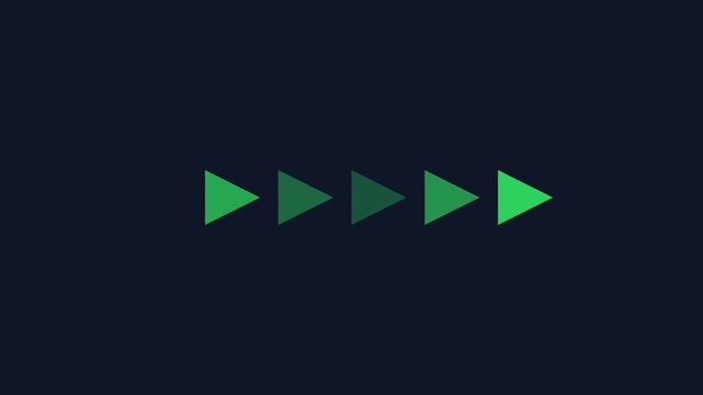 Animated green arrow loading progress bar on dark animation 4k background, for digital interface, and user experience