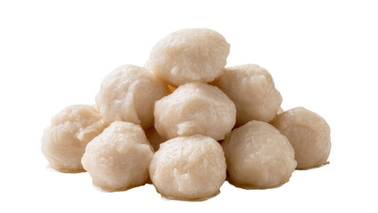 Fototapeta premium Isolated heap of delicious and freshly prepared white fish balls perfect for Asian cuisine
