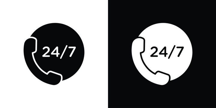 24 7 support icon flat symbols pack