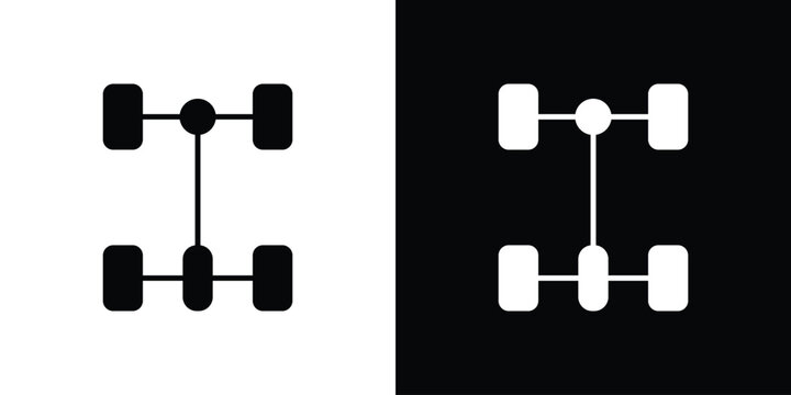 Car chassis icon flat symbols pack