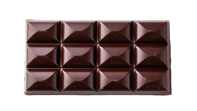 Isolated dark chocolate bar with defined squares ready for a delicious treat or snack