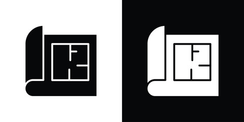 Naklejka premium Floor plan icon flat symbols pack