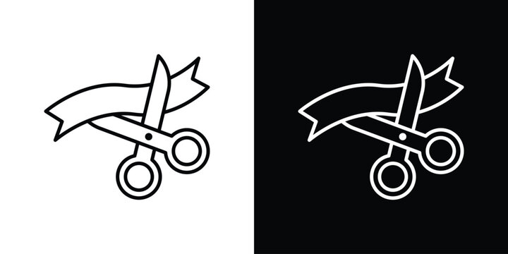 Scissors cutting ribbon icon simple elements series