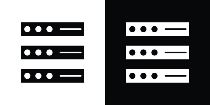 Server rack icon flat symbols pack
