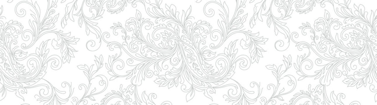 Elegant floral scrollwork pattern, delicate line art