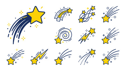 Collection of stylized shooting stars and starbursts © albab