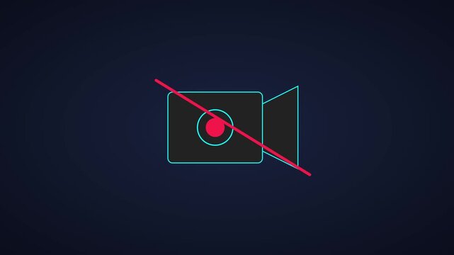 No recording sign animation: digital privacy and surveillance concept 4k camera