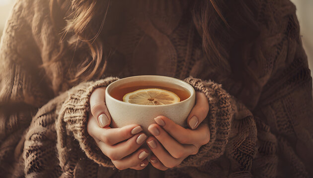 Sweater Wrapped Hands Cupping Hot Drink