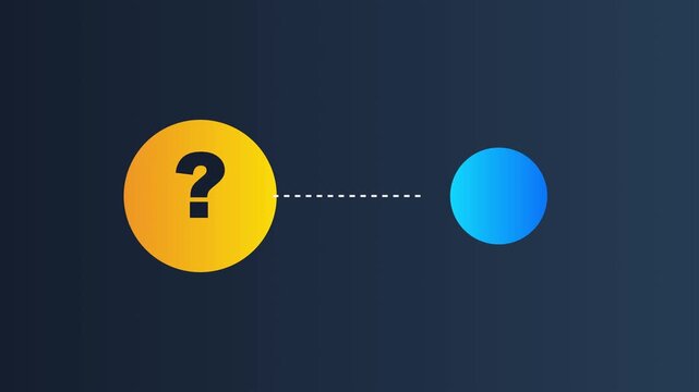 Question mark to answer transition animation: conceptual problem solving and solution finding 4k