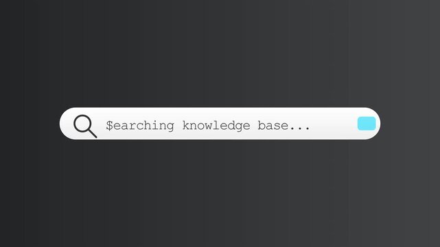 Searching knowledge base search bar animation with typing text effect for digital interface and web ui 4k