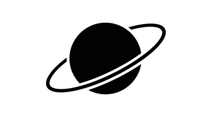Black Planet with Ring System Icon. © Kuku