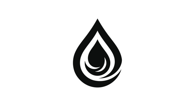 Black and white teardrop shaped logo.