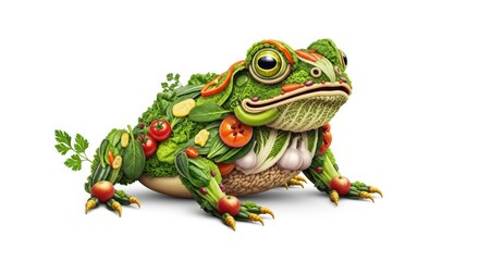 Obraz premium Frog made of vegetables, healthy eating concept