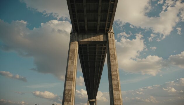 Concrete Bridge Piers Rising Toward Sky