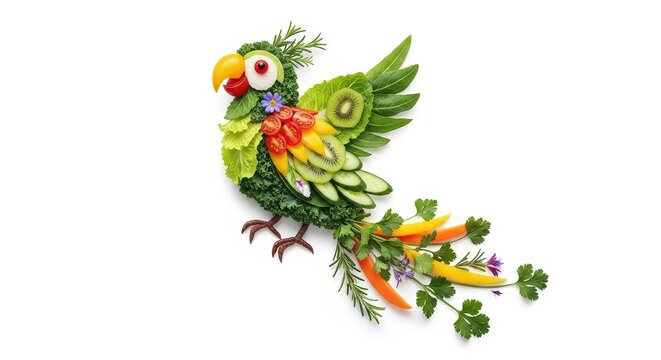 Parrot made of vegetables, healthy food art