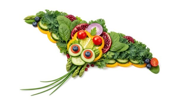 Seal created with fresh vegetables and fruits
