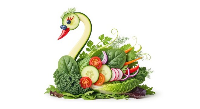 Swan vegetable art, healthy food concept