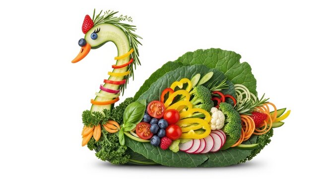 Swan vegetable art, healthy food concept
