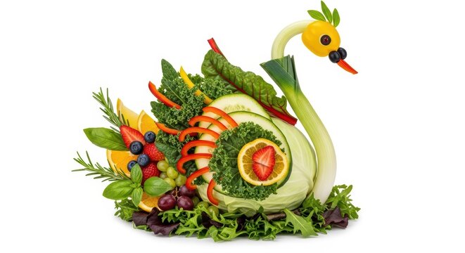 Swan vegetable art, healthy food sculpture