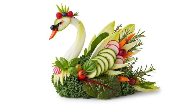 Swan vegetable carving art, creative food decoration