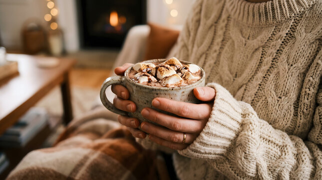 Sweater Wrapped Hands Cupping Hot Drink