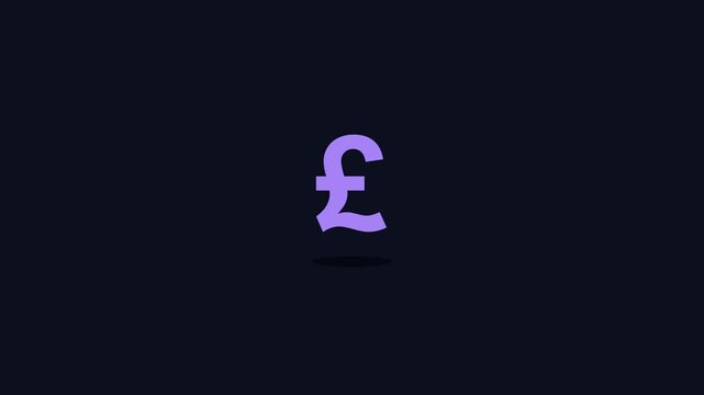 Animated british pound sterling currency symbol for financial business and banking digital marketing projects animation 4k