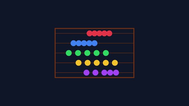 Abstract colorful abacus motion with moving beads for data visualization and educational concepts animation 4k
