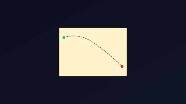 Animated parabolic arc motion path with green and red points for data visualization and infographic animation 4k