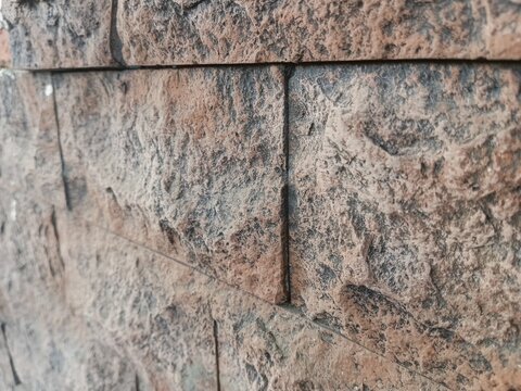 Rectangular stone wall texture relief, 3D background for rendering and materials, aesthetic and vintage wallpaper.