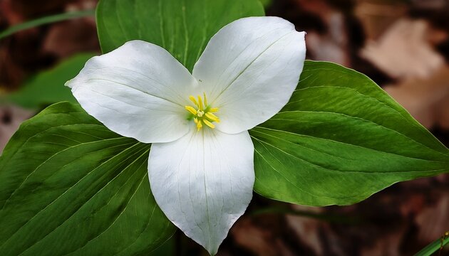 White Trillium Flower Trillium Grandiflorum Spring Bloom Woodland Botanical