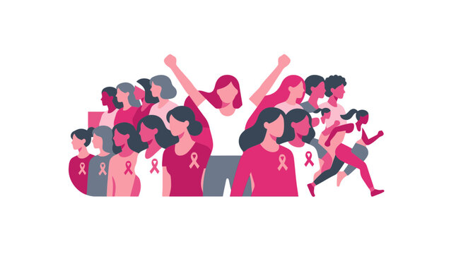 Group of Diverse Women Supporting Breast Cancer Awareness