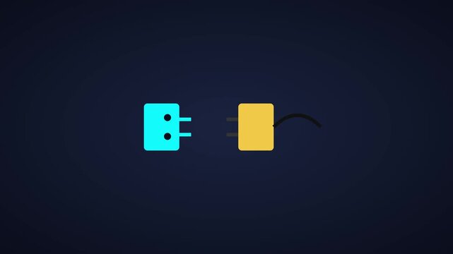 Minimalist electrical plug and socket animation: connecting power concept 4k connection