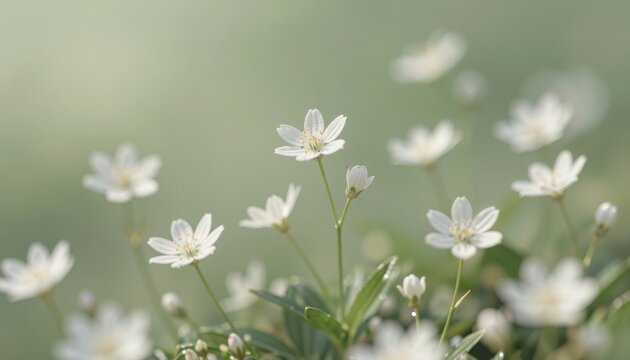 Starry Wood Anemone Flowers in Soft Morning Light