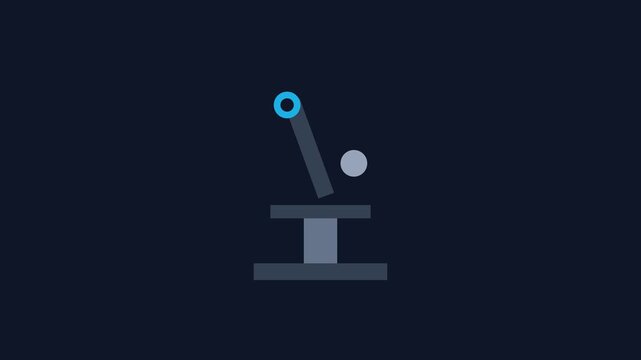 Minimalist motion animation of a swinging pendulum on dark 4k background, flat physics