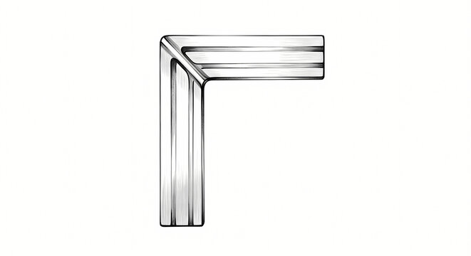 Polished silver metallic corner trim with fluted texture