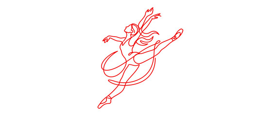 Ballet dancer in motion, elegant line art © askew